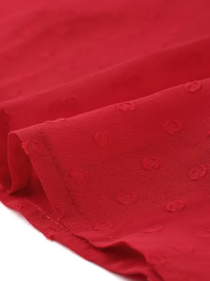 Allegra K- Robe en mousseline de soie à taille smockée à pois suisses pour femmes