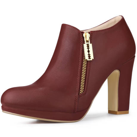 Allegra K- Platform Chunky High Heels Work Ankle Booties