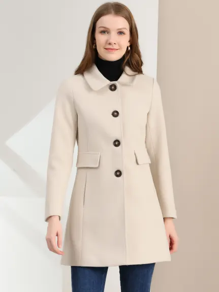 Allegra K - Manteau mi-long à simple boutonnage et col à revers