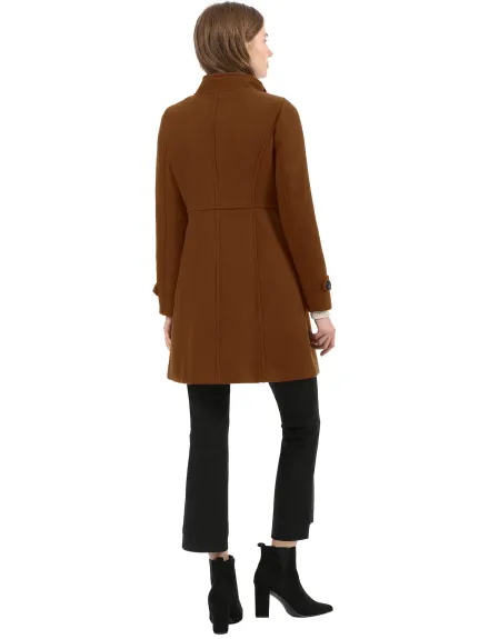 Allegra K- Stand Collar Long Sleeves Double Breasted Coat