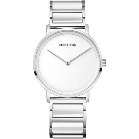 BERING - Montre pour femme en céramique et acier inoxydable de 35 mm en argent/blanc