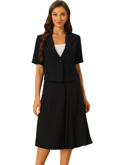 Allegra K - Summer Dressy Blazer Skirt Suit Set