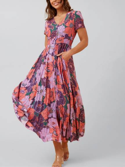 Annick - Christina Maxi Dress Fit & Flare Floral Print