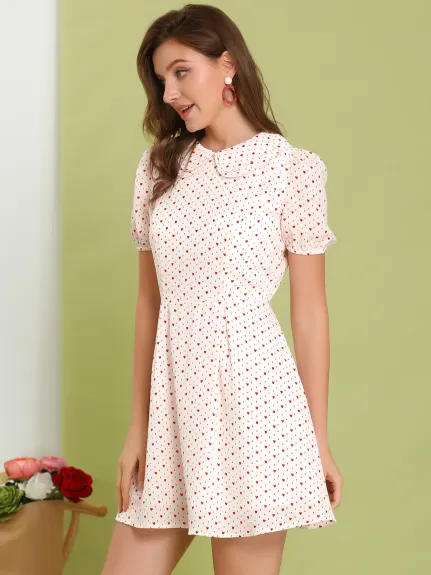 Allegra K- Puff Sleeve Chiffon A-Line Mini Dress