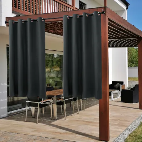 PiccoCasa- 100% Blackout Waterproof Grommet Curtains with Black Liner, 2 Panels Set 52 x 72 Inch