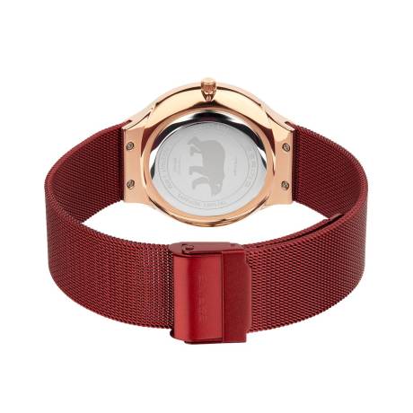 BERING - Montre caritative en acier inoxydable pour hommes de 38 mm en or rose/rouge