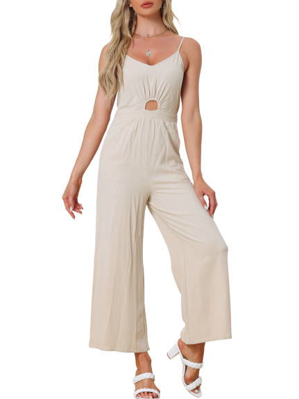 Allegra K - Summer Outfits Spaghetti Strap Cut Out Jumpsuit