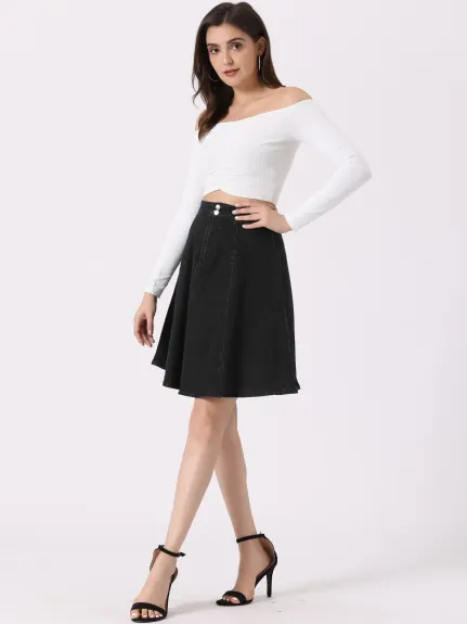 Allegra K- A-Line High Waist Denim Skirt