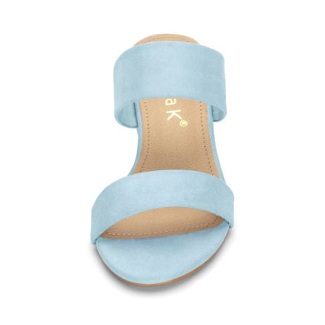 Allegra K- Block Heel Dual Straps Slide Sandals