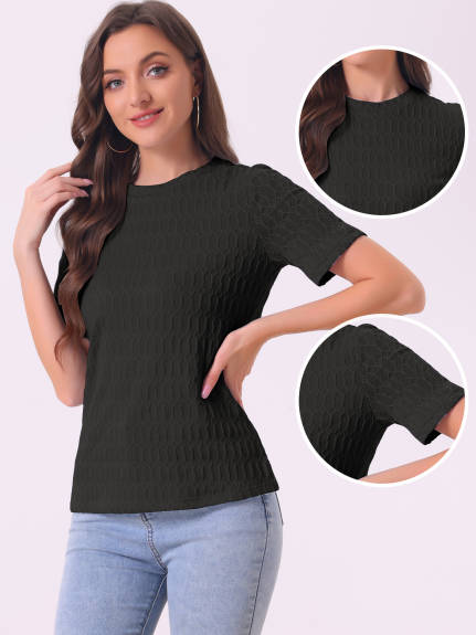 Allegra K- Round Neck Textured Top