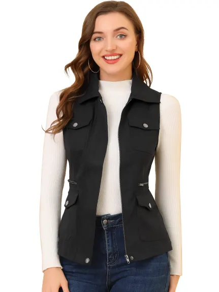 Allegra K- veste zippée avec poches Cargo Utility Vest