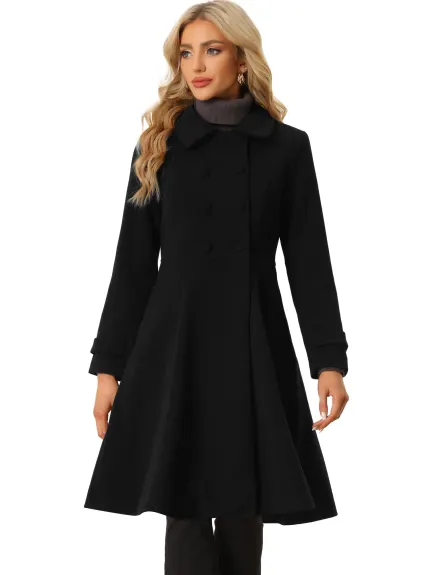 Allegra K - Elegant Lapel Collar Swing Overcoat