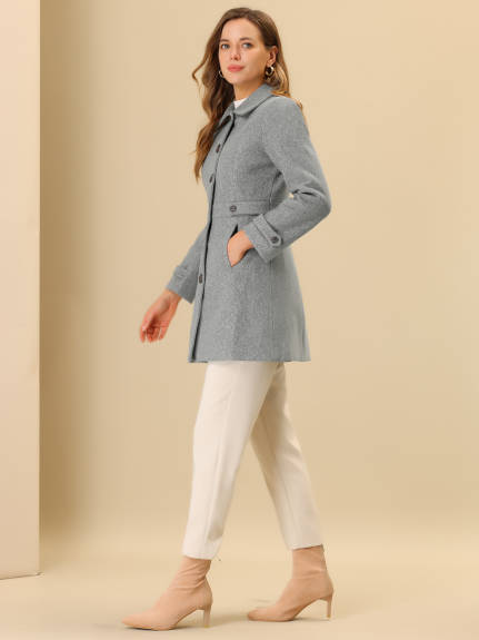 Allegra K- Classic Single Breasted Outwear Overcoat with Pockets