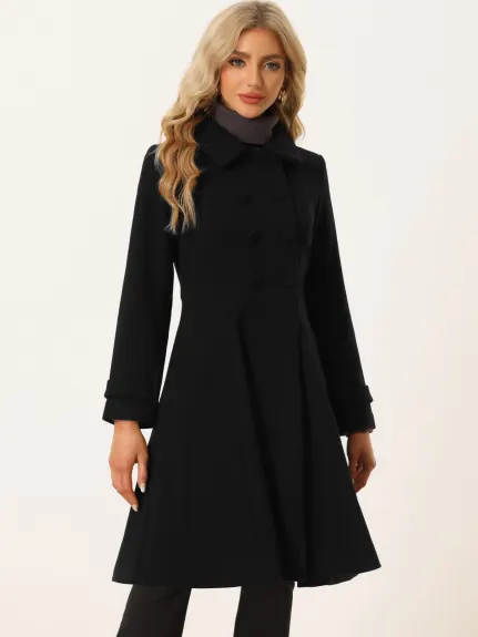 Allegra K - Elegant Lapel Collar Swing Overcoat