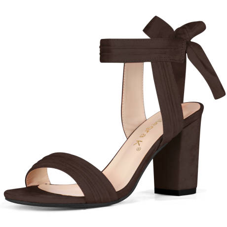 Allegra K- Ankle Tie Back Block Heel Open Toe Sandals