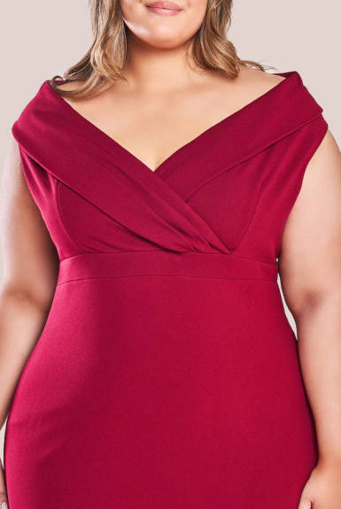 Goddiva - Front Wrap Off The Shoulder Maxi Dress - Plus size