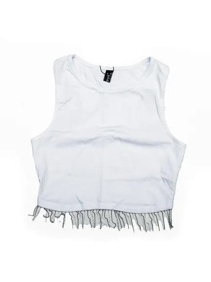 Allegra K- Trim Sleeveless Round Neck Tees