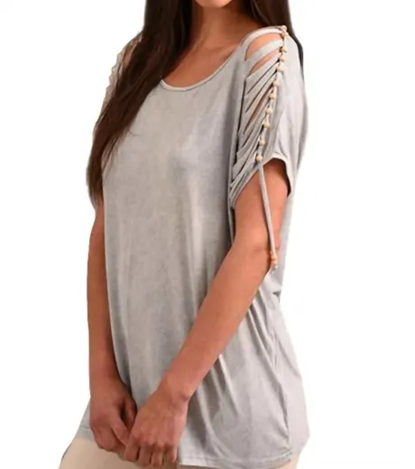ANGEL - Stone Wash Cut Out Beaded Top