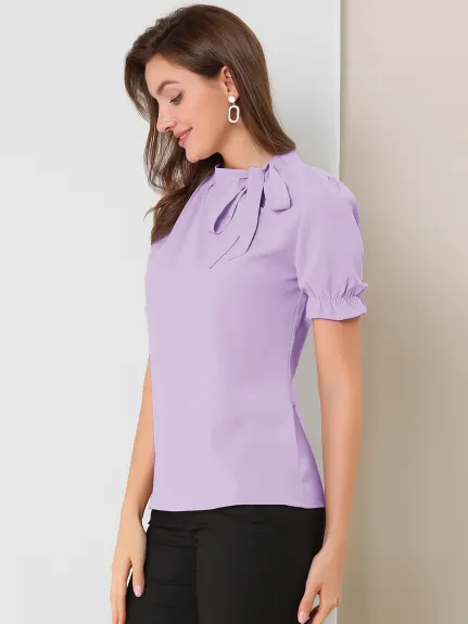 Allegra K - Bow Tie Neck Elegant Summer Top