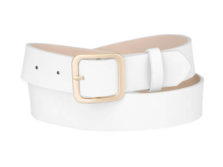 Allegra K- Square Pin Gold Buckle Wide Leather Waist Belt