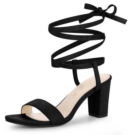 Allegra K- Lace Up Chunky Heeled Sandals Heels