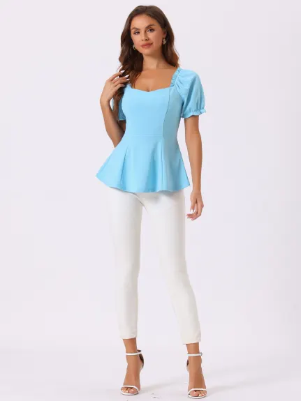 Allegra K- Ruffles Puff Sleeve Blouse