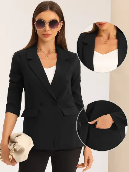 Allegra K - Blazer de bureau classique à double boutonnage