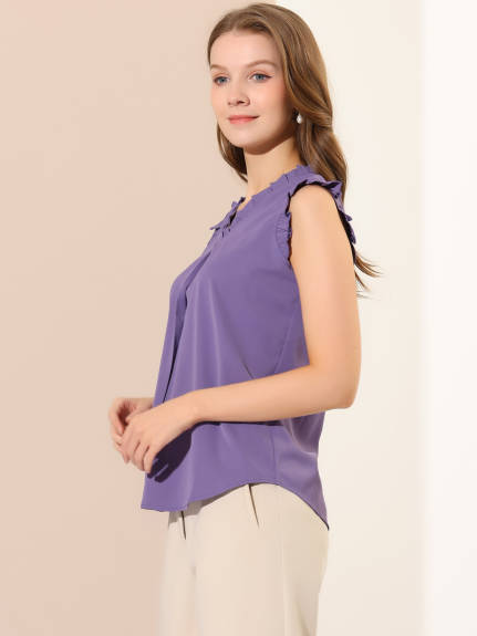 Allegra K- Ruffled Sleeveless Pullover V- Neck Blouse Top