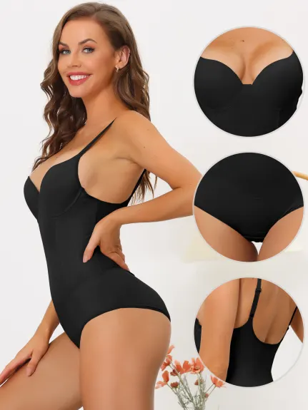 Allegra K - Adjustable Strap Tummy Control Bodysuit Pack