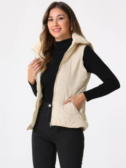 INSPIRE CHIC - Sleeveless Quilted Winter Hoodie Vest