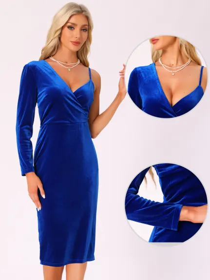 INSPIRE CHIC - V Neck Velvet Party Wrap Dress