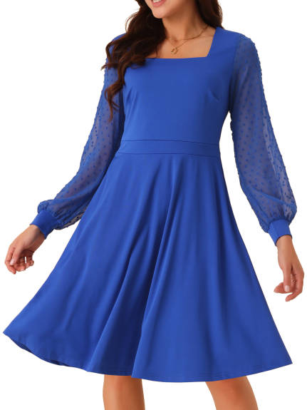 INSPIRE CHIC - Swiss Dot Sleeve Flowy Midi Dress