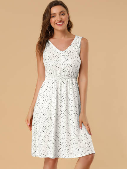 Allegra K- Polka Dots Elastic Waist Midi Sundress