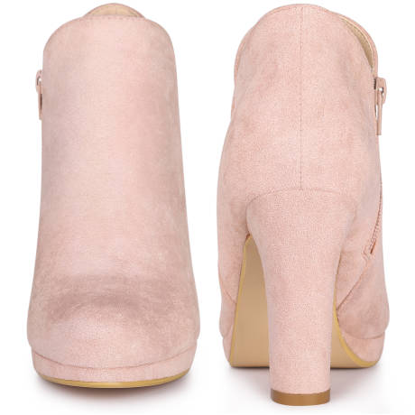 Allegra K- Platform Chunky Heels Solid Ankle Booties