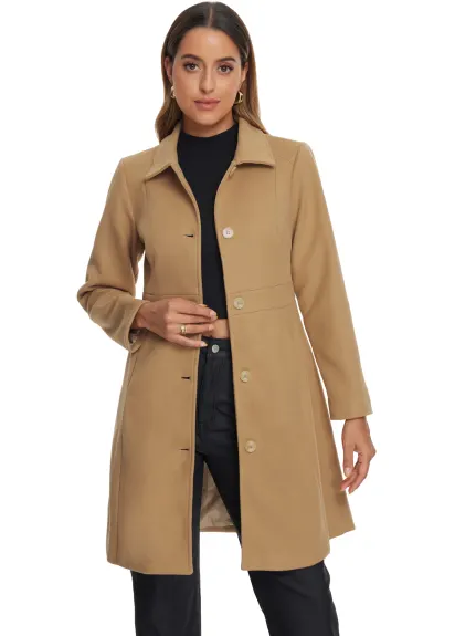 Allegra K- Button Down Elegant Winter Pea Coat