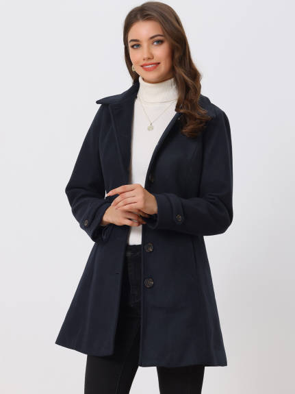 Allegra K- Classic Single Breasted Outwear Overcoat with Pockets