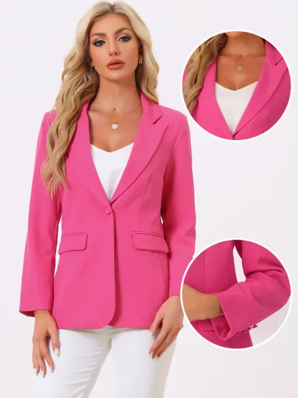 Allegra K- One Button Open Front Suit Blazer