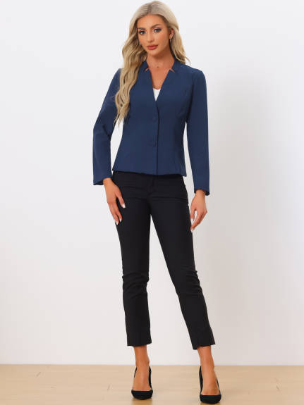 Allegra K- Notched Collar Two Buttons Suit Blazer