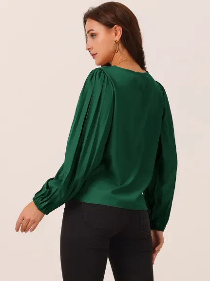 Allegra K - Elegant Pleated Long Sleeve Blouse