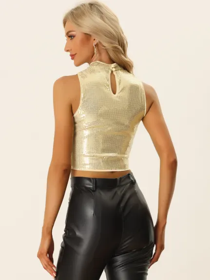 Allegra K- Sequin Sleeveless Top