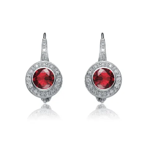 Boucles d'oreilles pendantes en argent sterling avec zircons cubiques colorés ronds