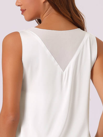 Cheibear - Silky Mesh V-Neck Lounge Tank Top