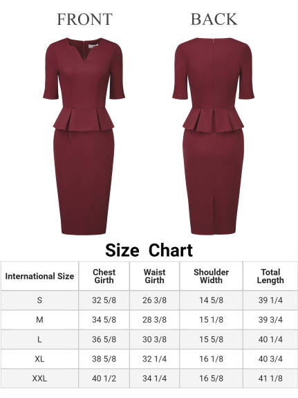 Hobemty- V Neck Peplum Pencil Sheath Dress