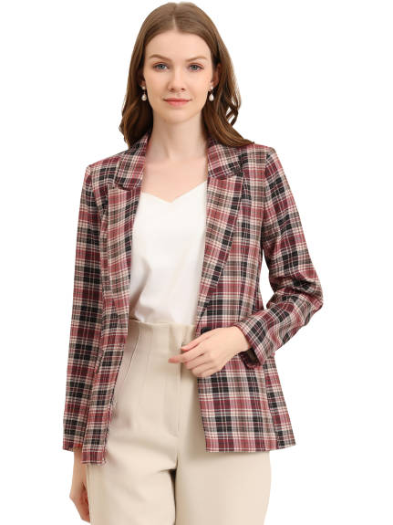 Allegra K- Notched Lapel Hip Length Blazer Suit