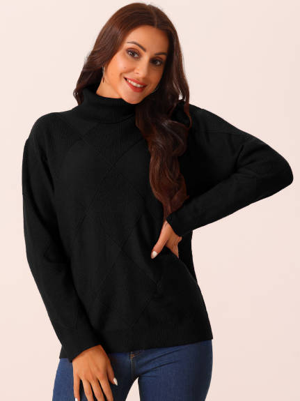 Allegra K -  Basic Knitted Turtleneck Sweater