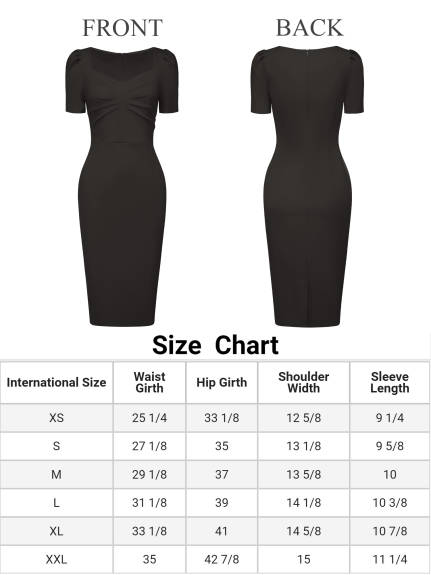 Hobemty- Sweetheart Neck Puff Short Sleeve Sheath Dress