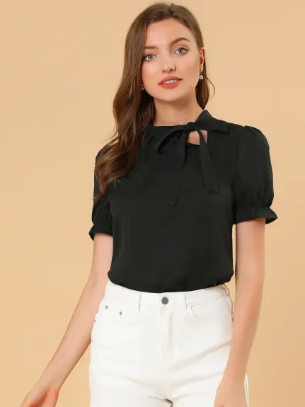 Allegra K - Bow Tie Neck Elegant Summer Top