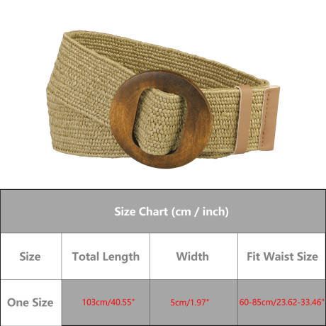 Allegra K- Wide Waist Stretch Woven Belt Wooden Buckle