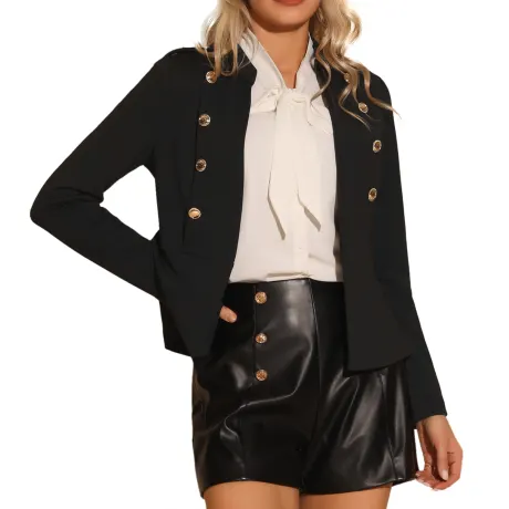 Allegra K- Steampunk Peplum Double Breasted Blazer