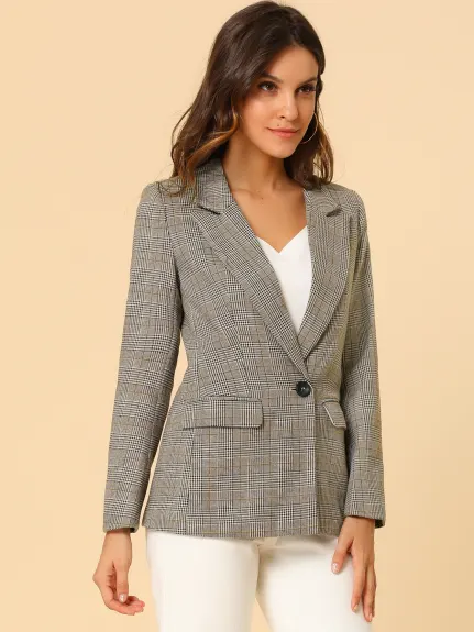 Allegra K- Notched Lapel Hip Length Blazer Suit